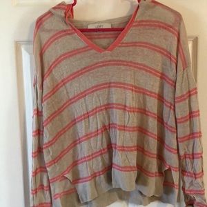 Cream and pink striped sweatshirt